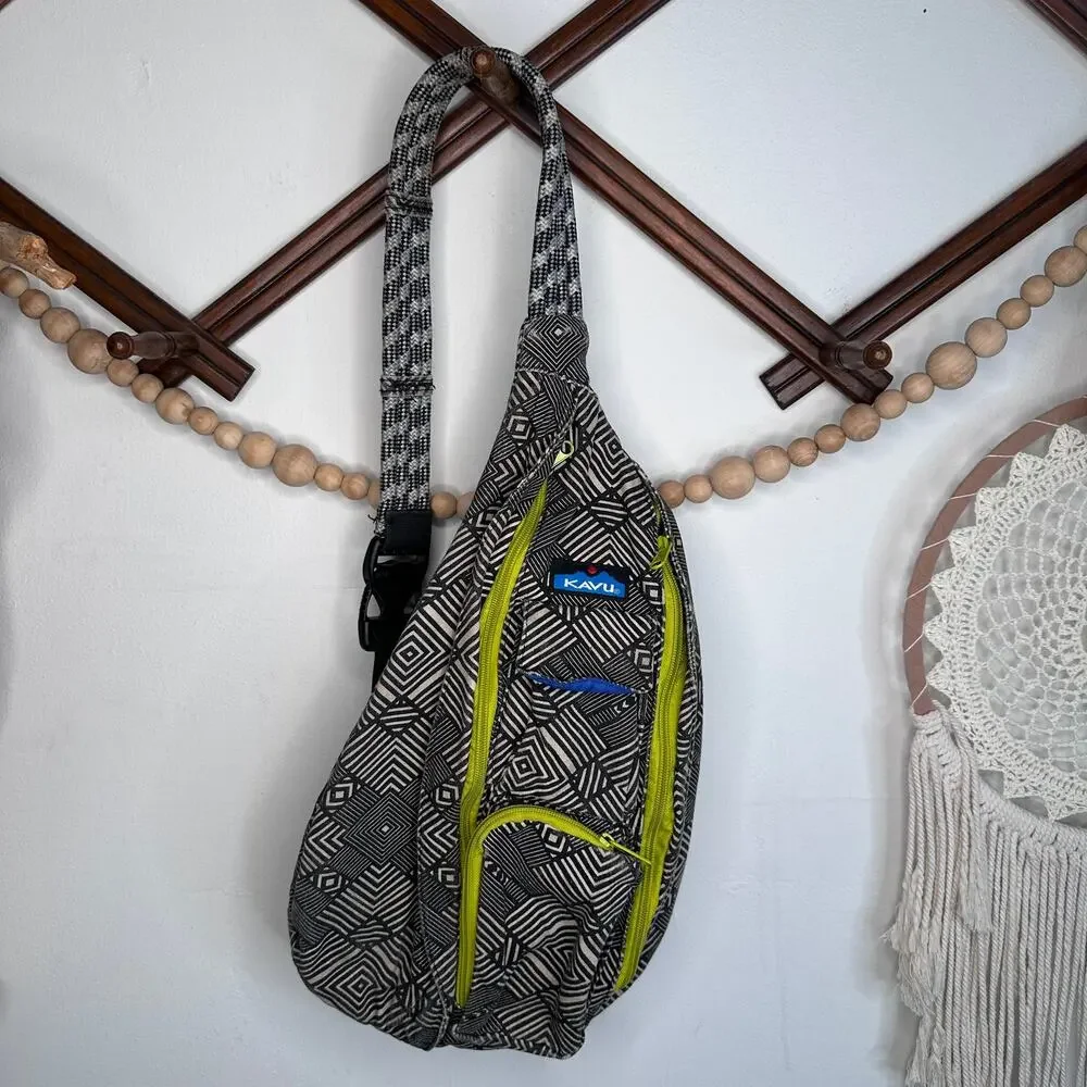 Kavu Black White Neon Sling Bag